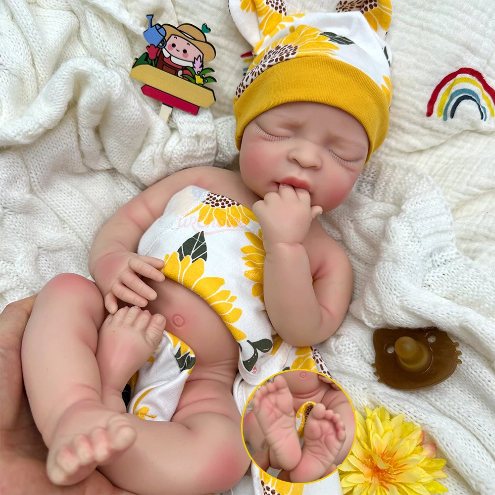 

44cm Solid Silicone Reborn Baby Girl Can Open Mouth Visible Veins Lifelike Weighted Newborn Doll for Anxiety Relief Kids Toy