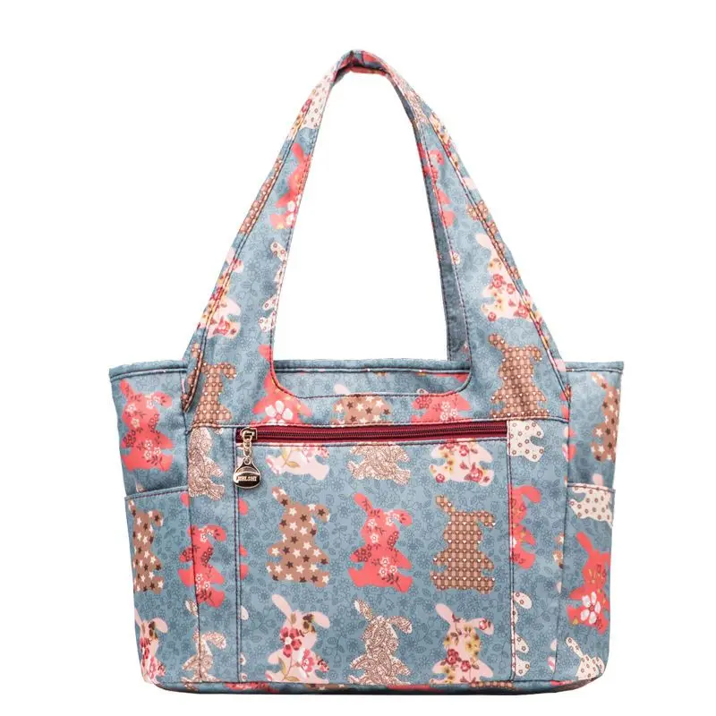 2023 New Premium Printed One Shoulder Women Handheld Versatile Casual Multi Pocket Fashion Travel Oxford Nylon Fabric