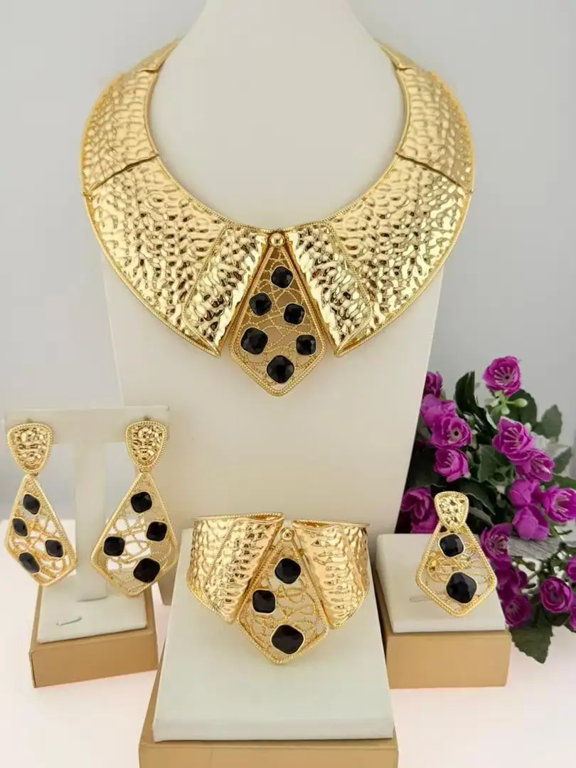 Beautiful Geometric Italian Jewelry Charming Gorgoeus Fancy llaveros Collar Pulseras pin Pendient tentacles Anillo 4PC Jewel Set