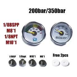 Mini 200bar 350bar Manometer Gauge 1inch 1/8NPT 1/8BSPP M10*1 High Pressure Hand Pump Diving Mountaineering