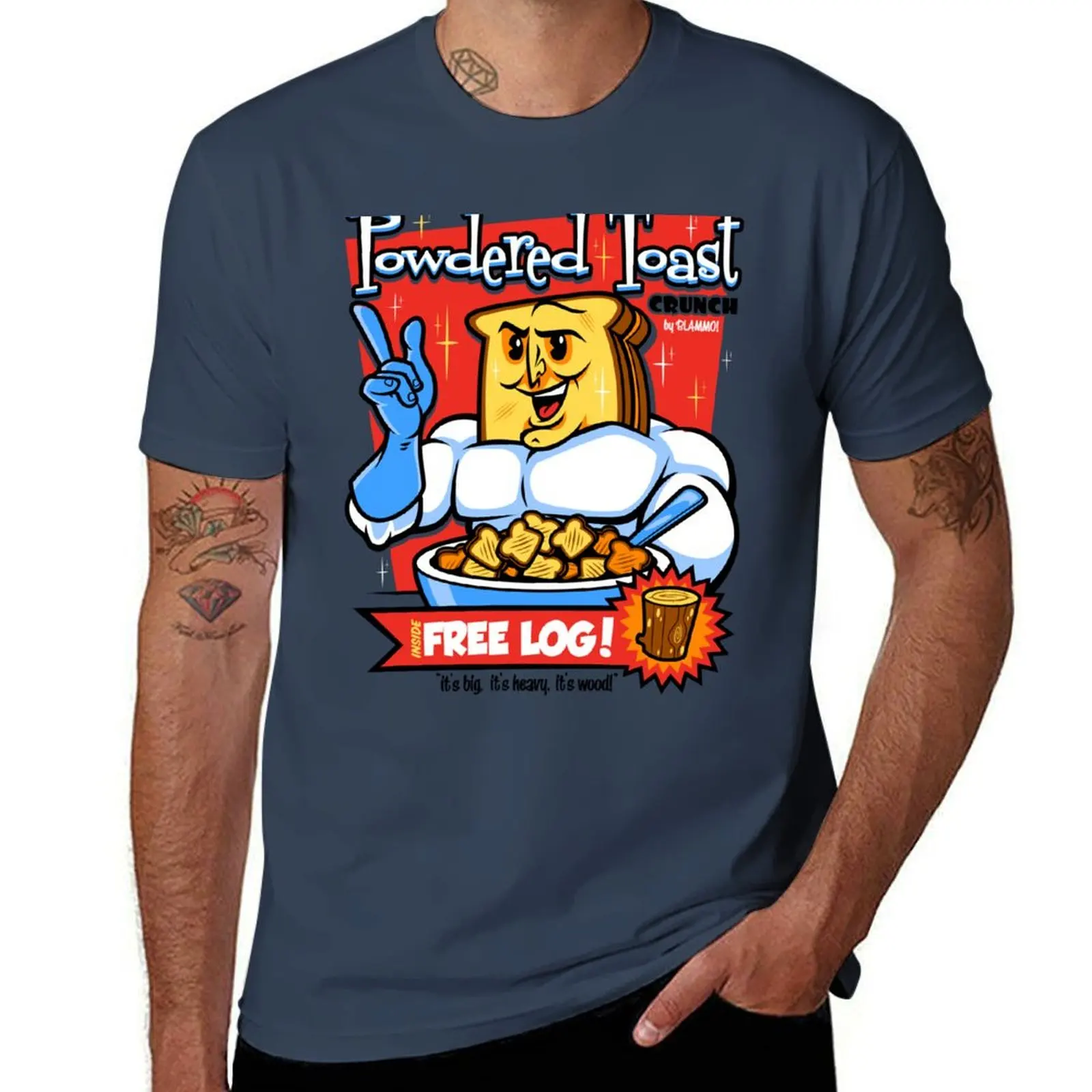 2025 nuevo modelo Powdered Toast Crunch camiseta blanca divertida camisetas de talla grande vintage para hombre