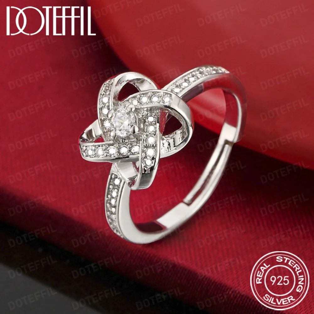 925 Sterling Silver Crystal Encrusted Classic Ring for Women Wedding Jewelry Full Crystal Surrounding Band