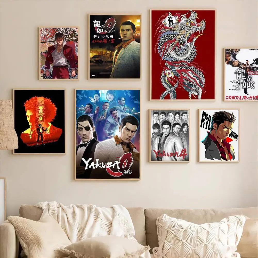 ياكوزا مثل التنين لعبة أنيمي الملصقات لزجة الديكور اللوحة جدار الفن ورق الكرافت الأبيض جدار ديكور