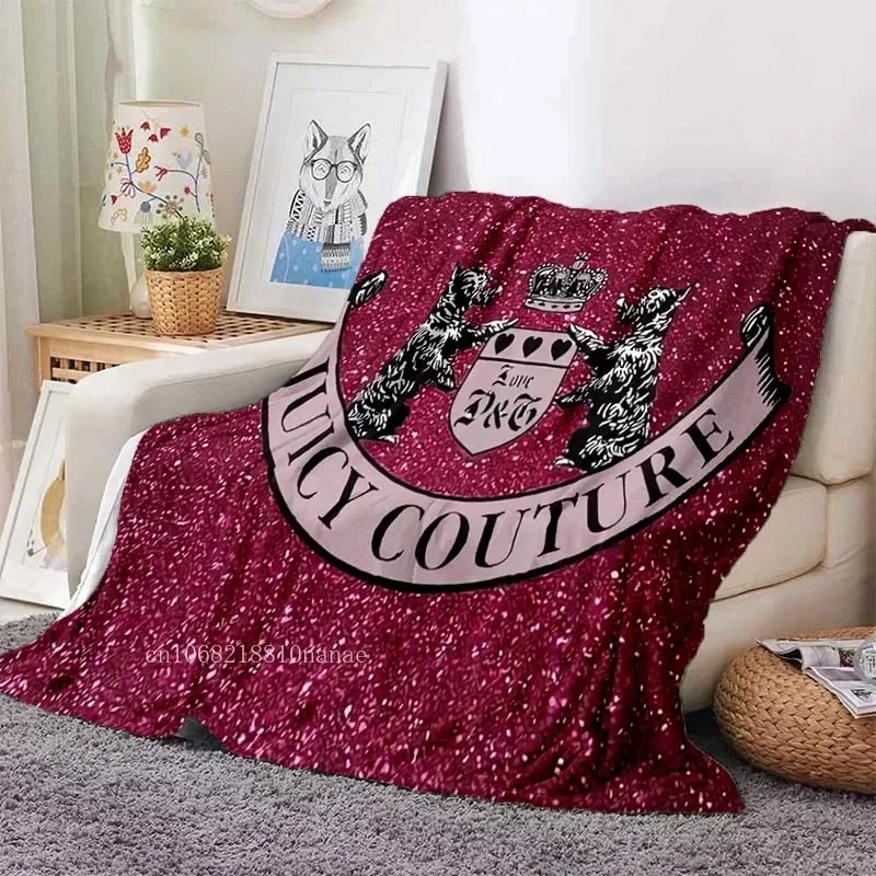 Juicy Couture Fashion Brand Blanket Flannel Bed Throw Soft Printed Bedspread Sofa Girls Blanket hello kitty blanket  grinch