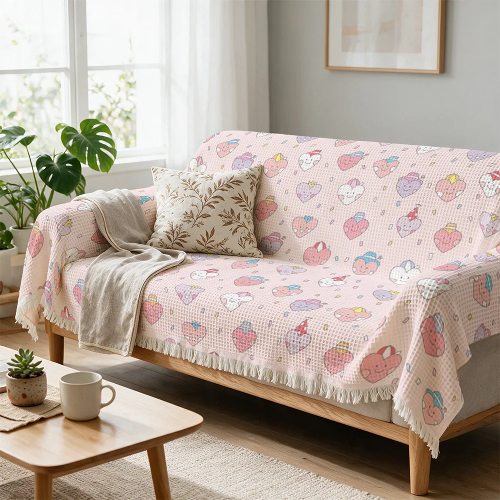 Whimsical Pastel Picnic Pattern Knit Throw Blanket Cozy Sofa Couch Cover Living Room Home Decor Aesthetic Sherbet Snack Bedding