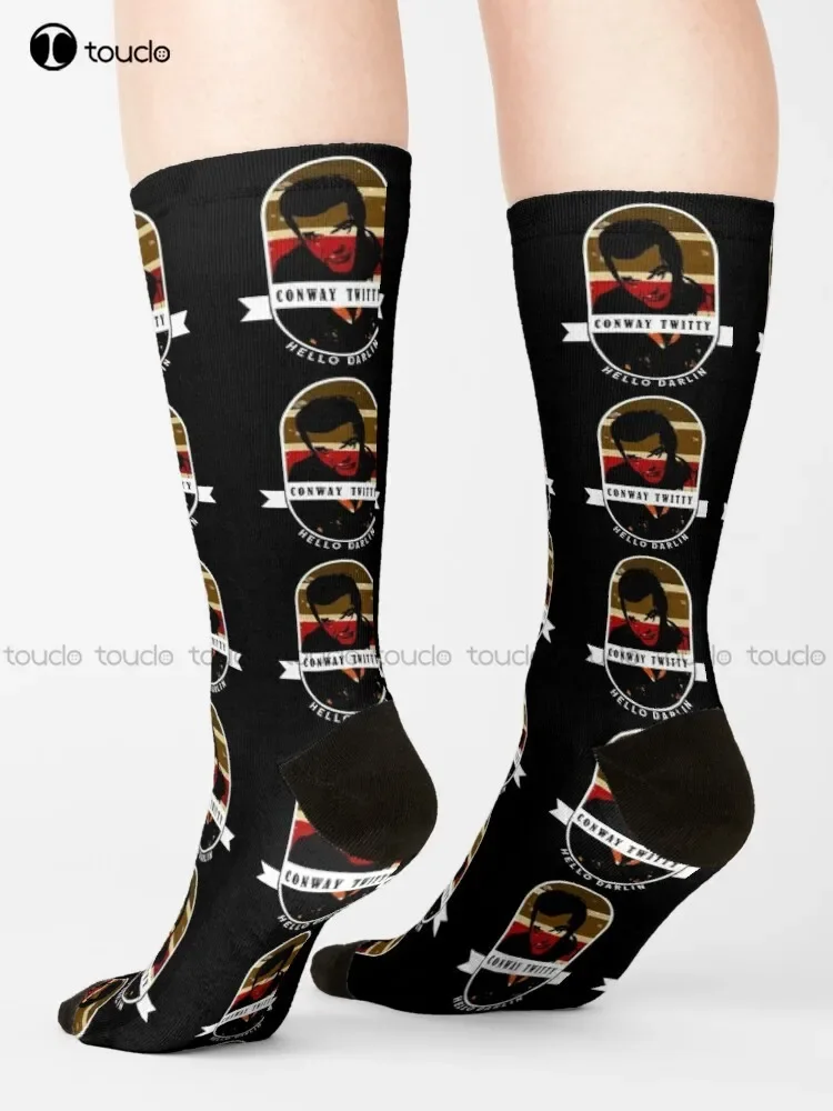 Conway Twitty - Hello Darlin Socks Mens Colorful Socks Christmas Gift Unisex Adult Teen Youth Socks Custom 360° Digital Print