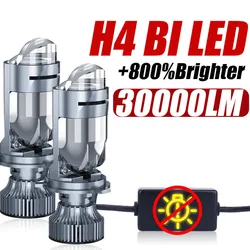 H4 LED 프로젝터 미니 렌즈, 자동 Bi LED 헤드라이트 전구 키트, 변환 하이 빔 로우 빔, 30000LM, 6000K 터보 선풍기, 자동차 라이트 램프