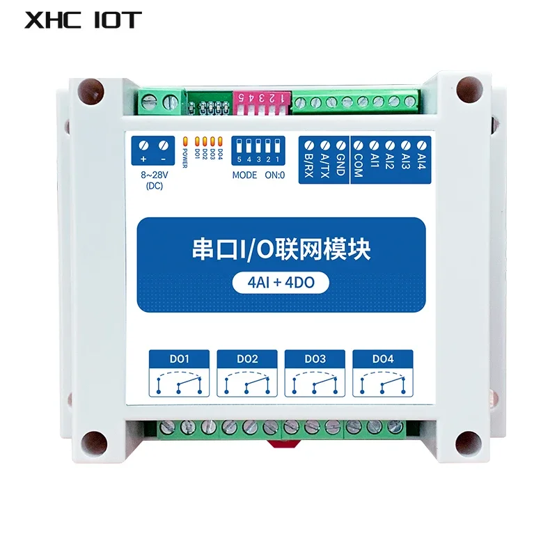 

RS485 ModBus RTU I/O Network Modules with Serial Port XHCIOT MA01-XACX0440 for PLC 4AI+ADO 4 Switch Output Watchdog