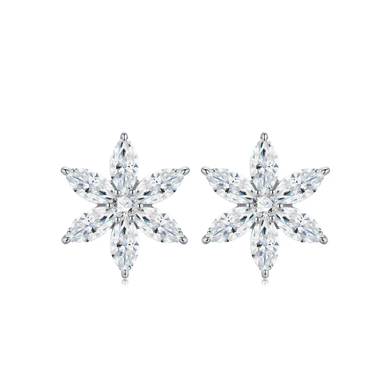 

ZFSILVER Fashion 925 Silver Moissanite Classic Simple Leaf Flower Earring For Charms Women Accessories Jewelry Party Gift E15981