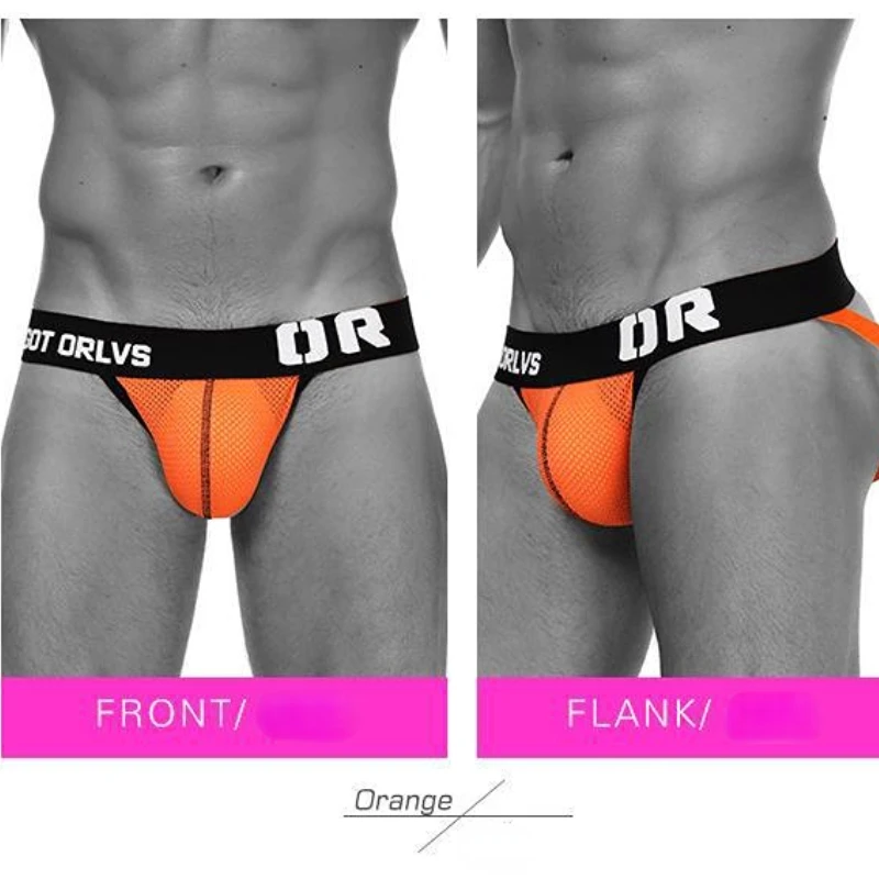 Men's Fashion mesh Solid Color Nylon T-back Thong - Sexy Lifted Butt, Trendy Athletic Style, Sensual Workout Underwear