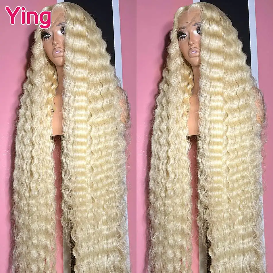 Ying Pine Green Colored Deep Wave 13x4 Lace Frontal Wig Human Hair Peruvian Remy PrePlucked With Baby Hair 13x6 Lace Front Wig