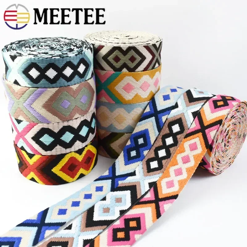 

2/5M 38/50mm Jacquard Nylon Webbing 2mm Thick Lace Ribbon Tape Bag Strap Seat Belt Band Trims Shoes Decoration Sewing Bias