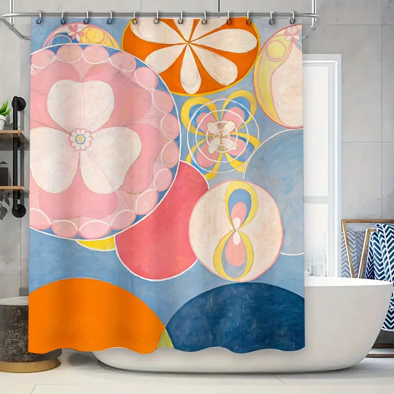 

Очаровательная занавеска для душа с цветочным узором, водонепроницаемая ткань для украшения ванной комнаты, 72x84 дюймов (голубой розовый)