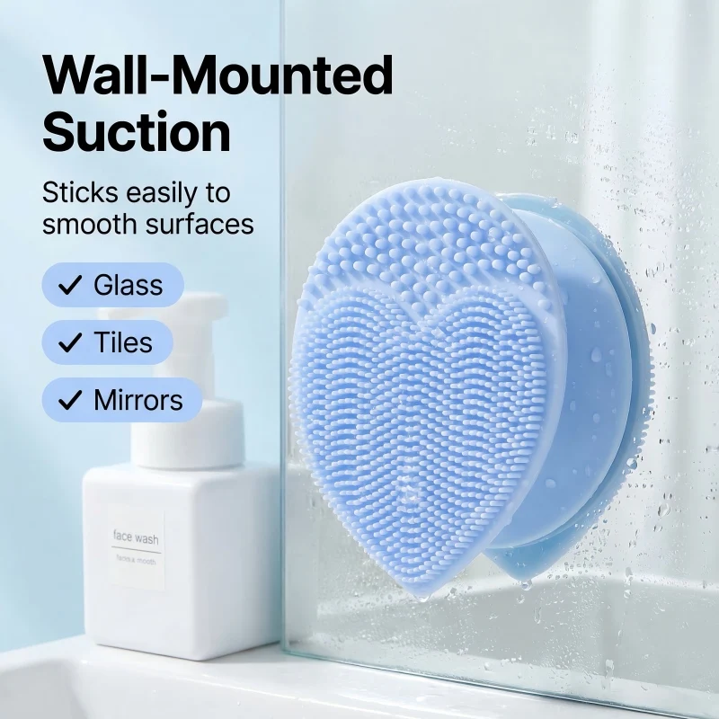 Soft Silicone Facial Brushes, Gentle Exfoliating Face Scrubs, Portable Manual Cleansing Brushes with Suction Cup