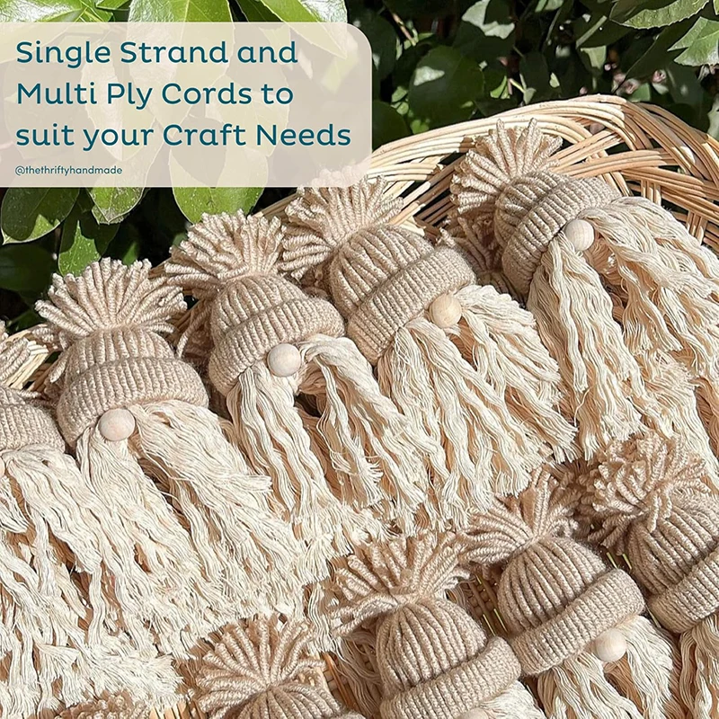 Corde de fil de macramé en coton naturel, ULtorsadée faite à la main, ULbeige, artisanat de bricolage, décoration de la maison exécutive, 2-100m