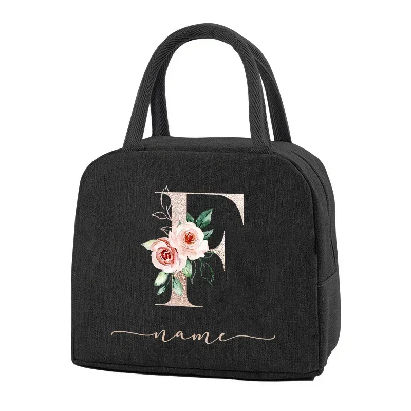 Bolsa térmica de comida con nombre personalizado, bolsa de almuerzo portátil para niños y mujeres, accesorios de almuerzo para regalo