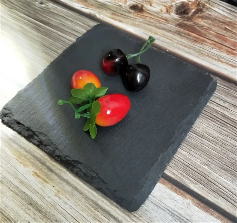 Ardoise Naturelle Restaurant Plateaux Ardoise MamboCat Lot 4 - 40x30cm, Noir, Bord Rustique, Sushi Dessert Décoration Plateau Tapas Design