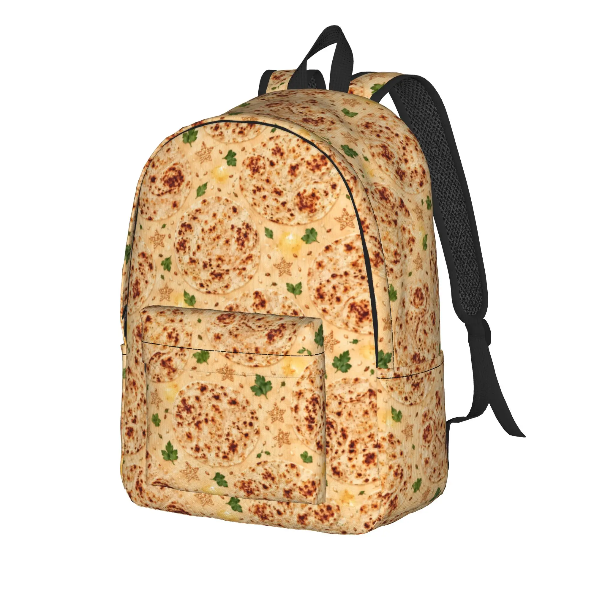 Cream Pizza Motif Backpack  Women Men Polyester Daily Backpacks Big Elegant School Bags Rucksack