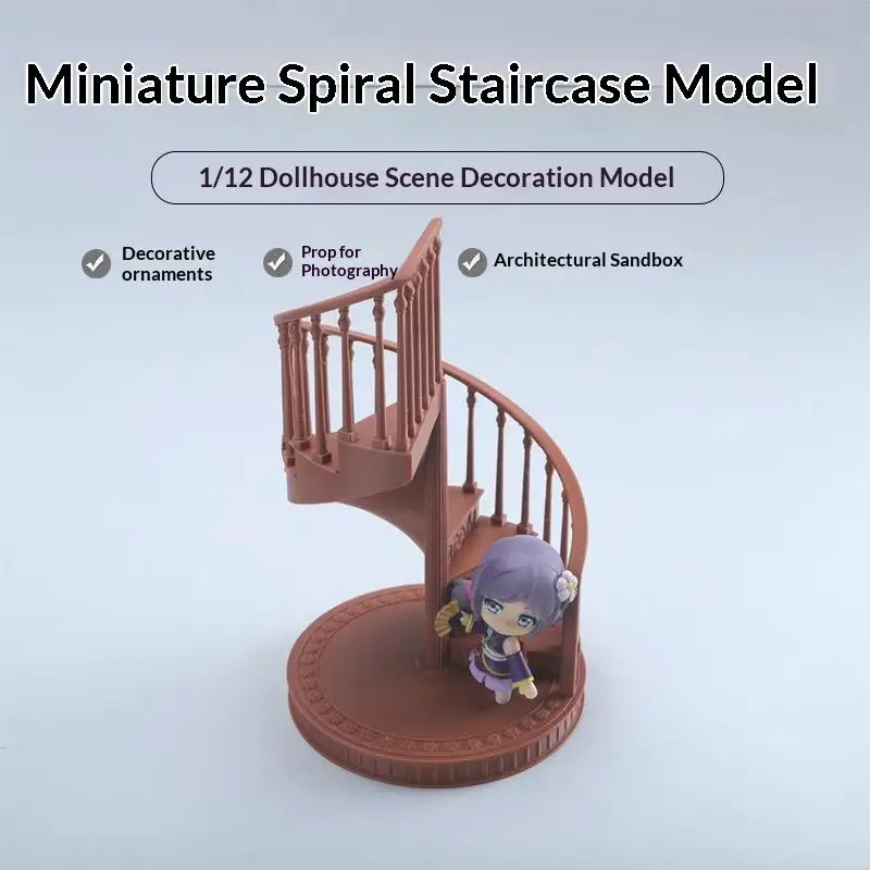 1 12 Miniature Spiral Staircase Model European Design Dollhouse Furniture for DIY Home Scene Collector Decoration