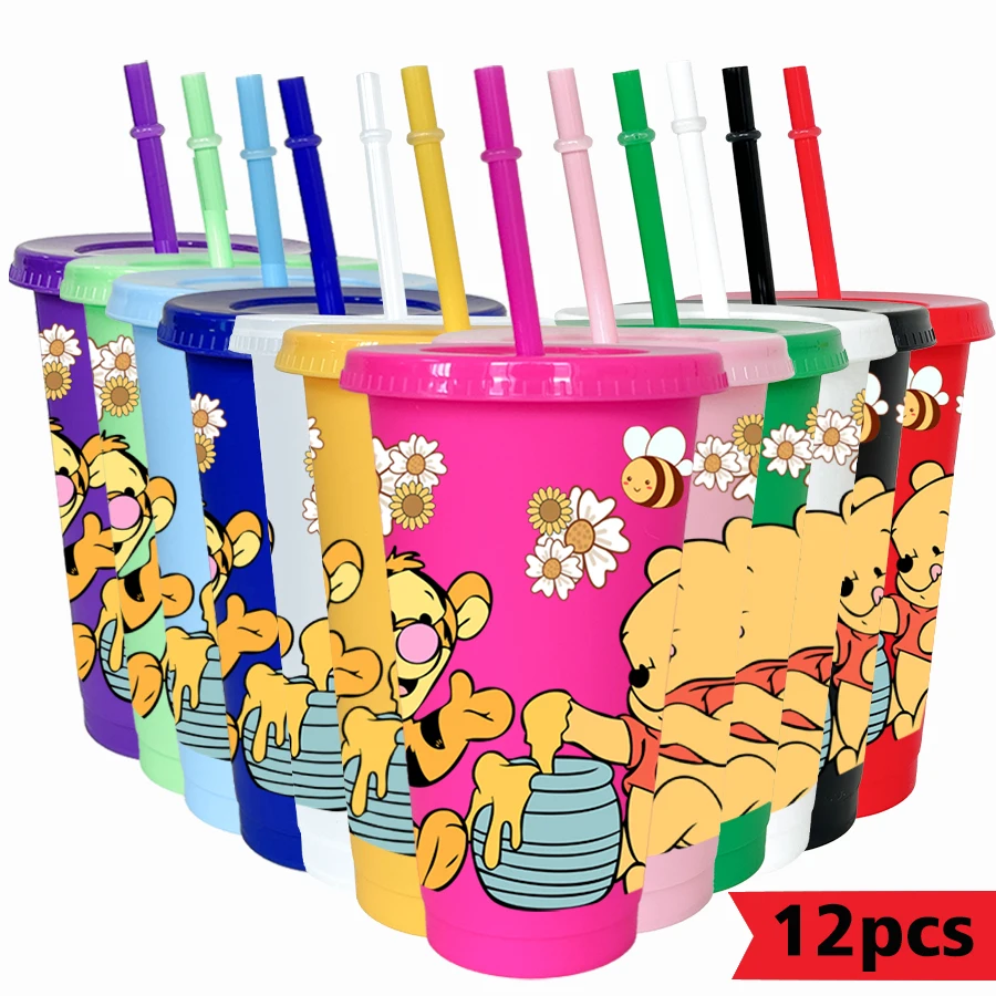 12 pz/pacco Disney, Winnie The Pooh, Bee 26 once Bicchiere di plastica colorato Festa di compleanno Utensili per bere Succo di caffè Tazza