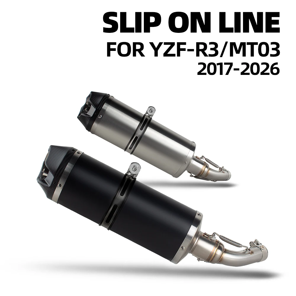 

R3 Exhausts For Yamaha R25 MT03 MT25 2015-2026 Motorcycle Exhaust Tail Pipe Slip on Line Escape Kit Muffler with DB Killer