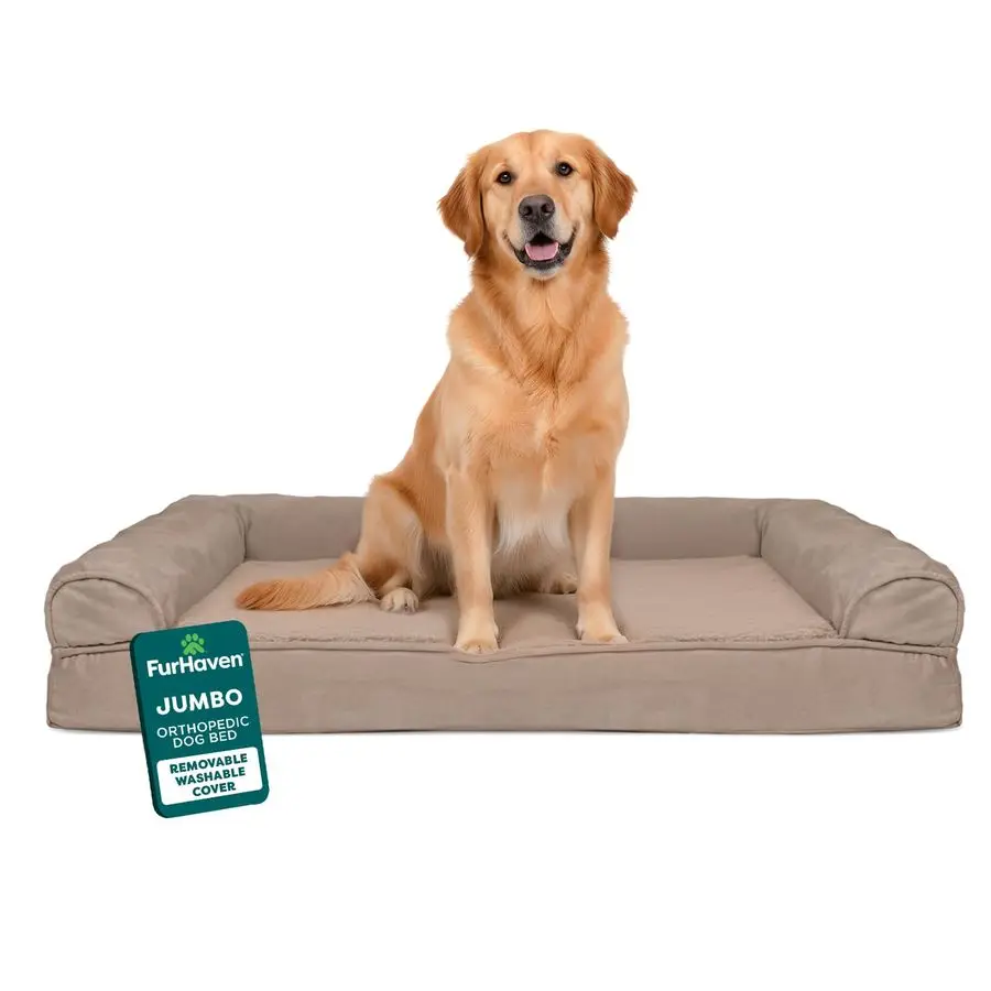 

Orthopedic Dog Bed for Large Dogs w Removable Bolsters amp Washable Cover, For Dogs Up to 95 lbs Luxe Faux Fur amp Performance