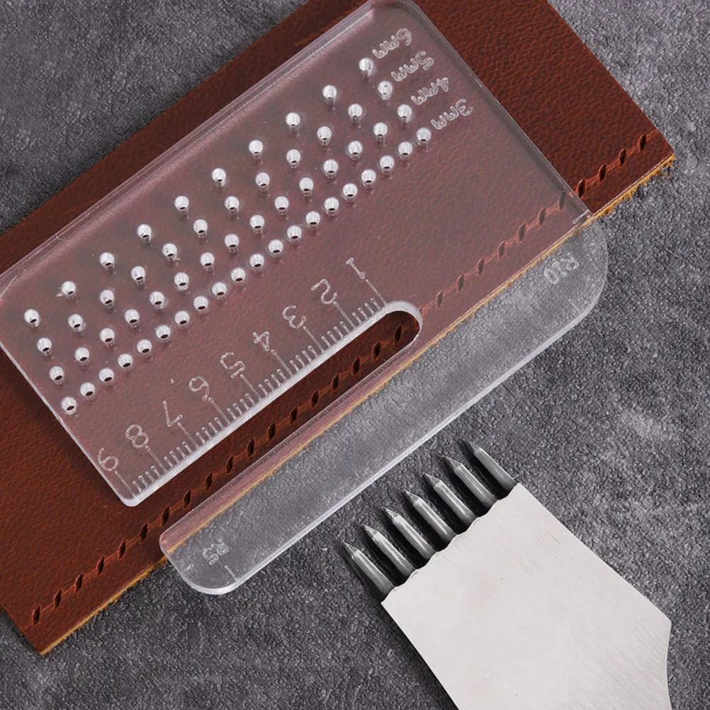 

Pull The Ruler Acrylic Hole Punch Tool Durable Stitching Aid Plate For Diy Craft Sewing Belt Pricking
