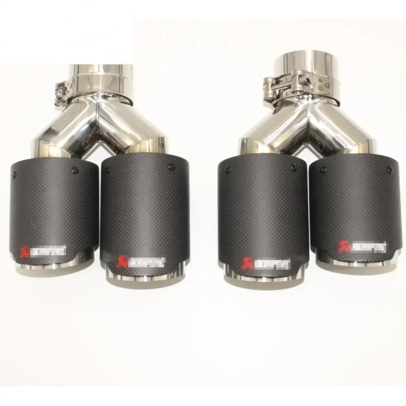 

Universal Carbon Fiber Tail Throat Y type Car exhaust System 304 Stainless Steel Pipe 76MM/89MM/102MM
