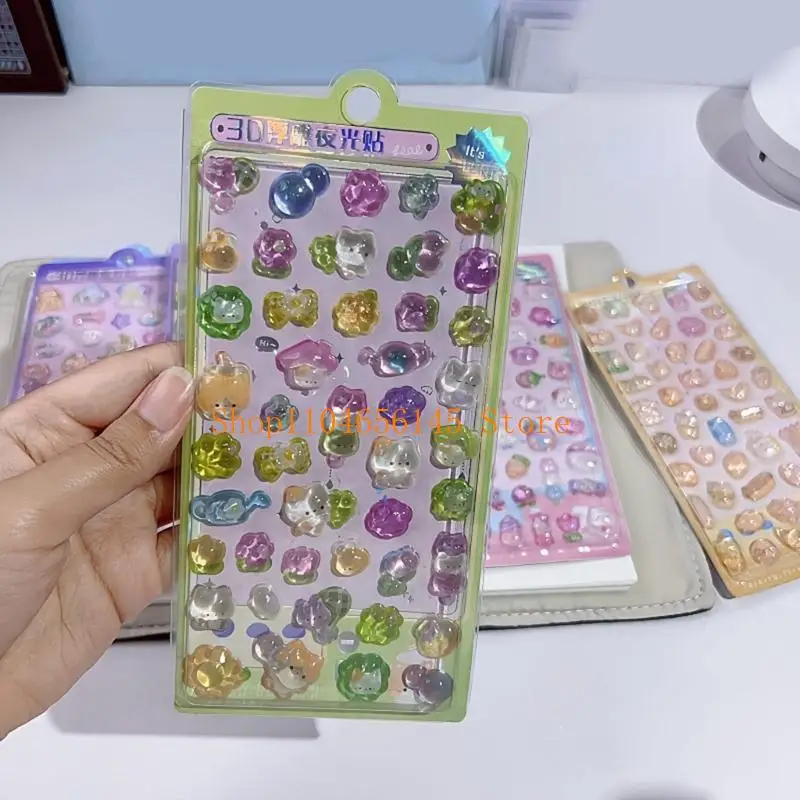 5asd الكرتون الحيوان ملصق ليلة متوهجة تنقش ملصق للطفل الحرفية سكرابوكينغ