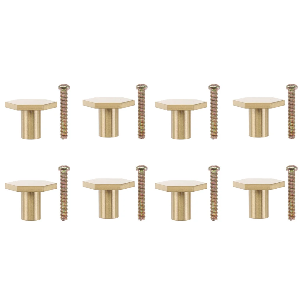 

8Pcs Copper Knobs Gold Hexagon Drawer Pulls for Dresser Kitchen Cabinets Smooth Durable Not Corrode Deform Artistic Sense Easy
