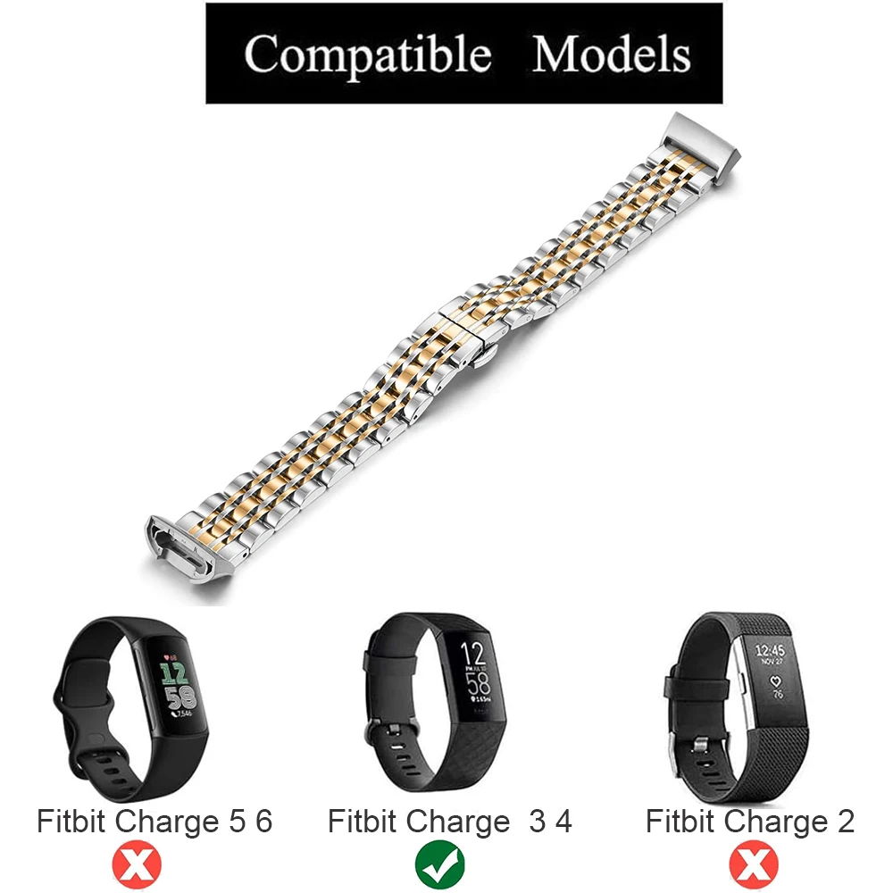 Stainless Steel Watch Band Chain For Fitbit Charge 4 3 Women Men Bracelet Wrist Strap Loop For Fitbit Charge 3 se