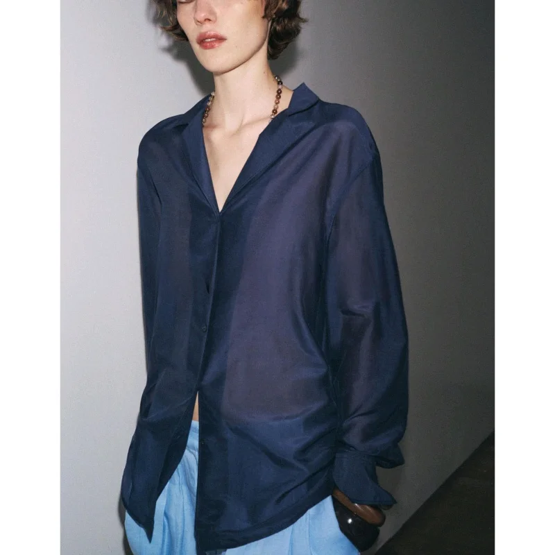 Jesienna damska prosta asymetryczna spódnica z mieszanki jedwabiu, długa, z kołnierzykiem, luźny krój, europejska moda.