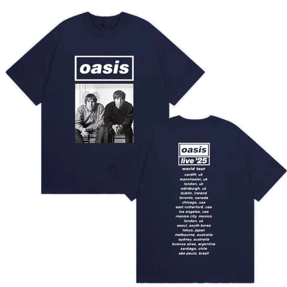 British Rock O-Oasis Live 25 Tour 2025 Nuova maglietta da donna Hip Hop Gothic Manica corta T-shirt da uomo Punk Tide Abbigliamento T-shirt