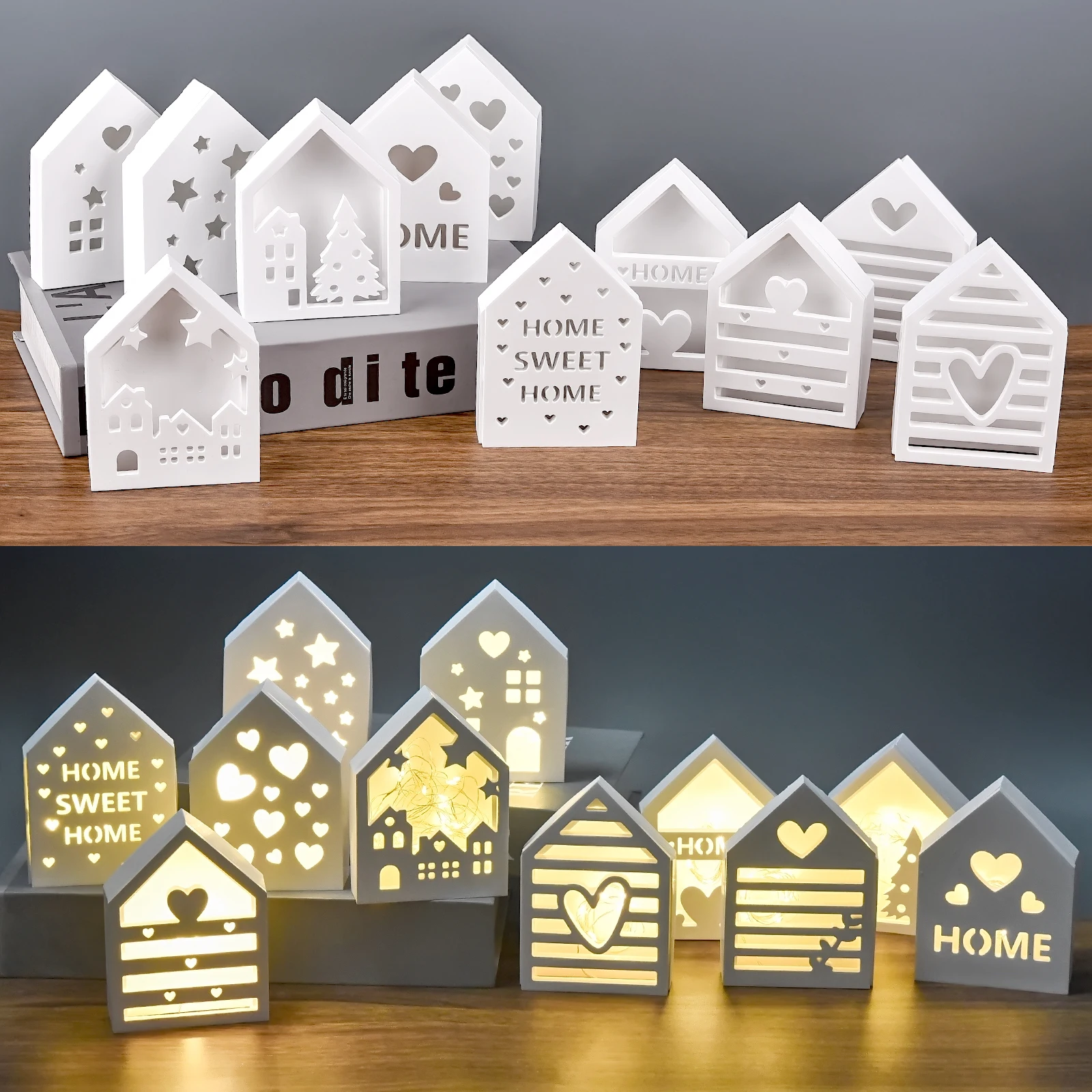 

1 шт., полая силиконовая форма для домика, гипс, сделай сам, звезда, любовь, дом, декоративные формы, чайный светильник, подсвечник, форма для цементной штукатурки