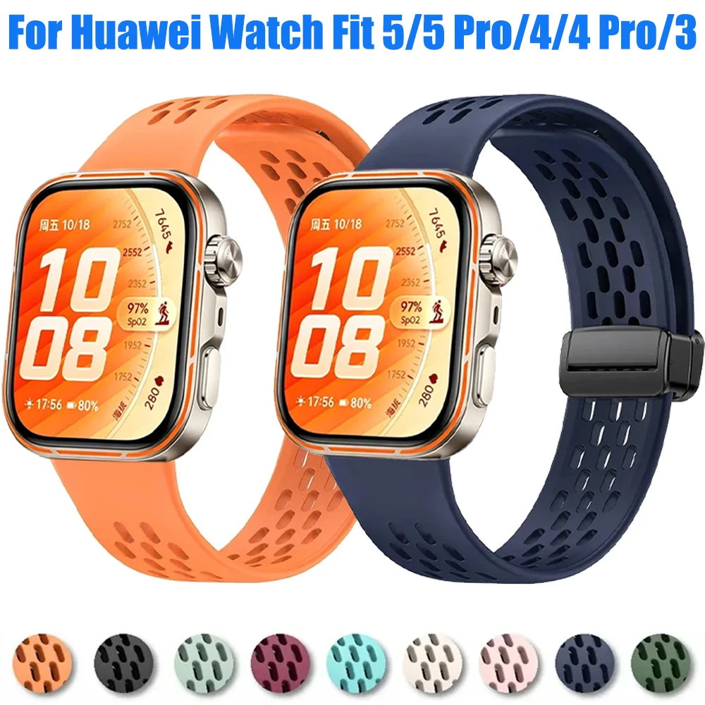 Magnetisches Faltbares Silikonarmband für Huawei Watch Fit 5 4 3 für Huawei Watch Fit 5 Pro/4 Pro Sport-Armband Uhrenband