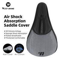 WEST BIKING MTB Comfortable Saddle Cover 3D Silicone Air Cushion Shock Absorption Road Bike Breathable Seat Cover With Raincover