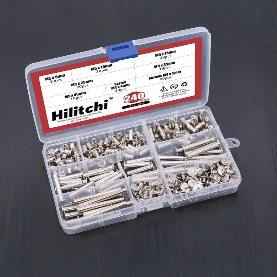 240Pcs 120 Pair M5 x 5 10 15 25 35 45 Phillips Chicago Binding Screws Scrapbook Photo Albums Binding Screws Screw Post Extender