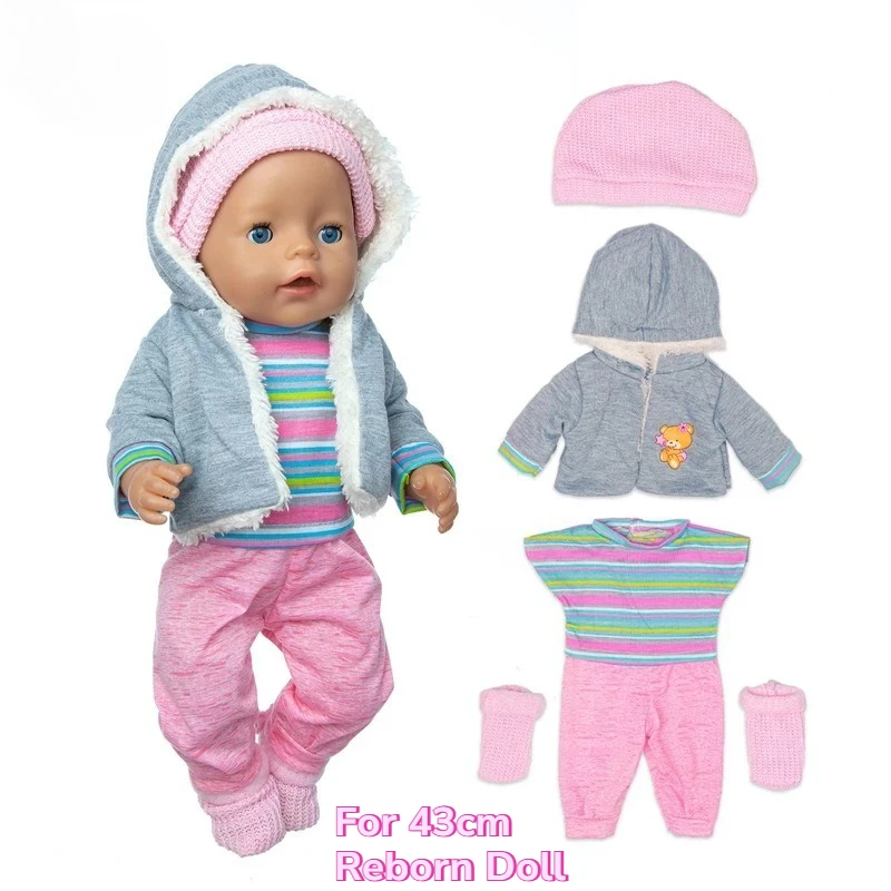

Модная одежда для кукол с цветочным принтом и полосками, 18 дюймов, 2 стиля, набор для кукол реборн 43 см, платья для девочек, игрушки для игр, подарки на день рождения и праздники