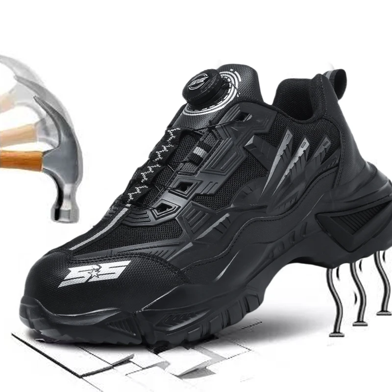 Men's Military Tactical Army Boots with Side Zipper Anti-Slip Ankle Work Safety Hiking Shoes