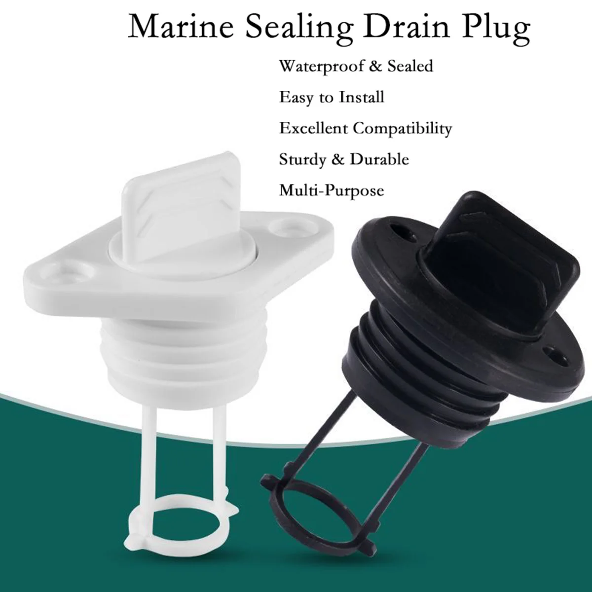Marine Drain Plug, Bilge Plug, Threaded Drain, Boat Drain Valve, Round Drain Plug for Kayak Yacht & Boat Hardware