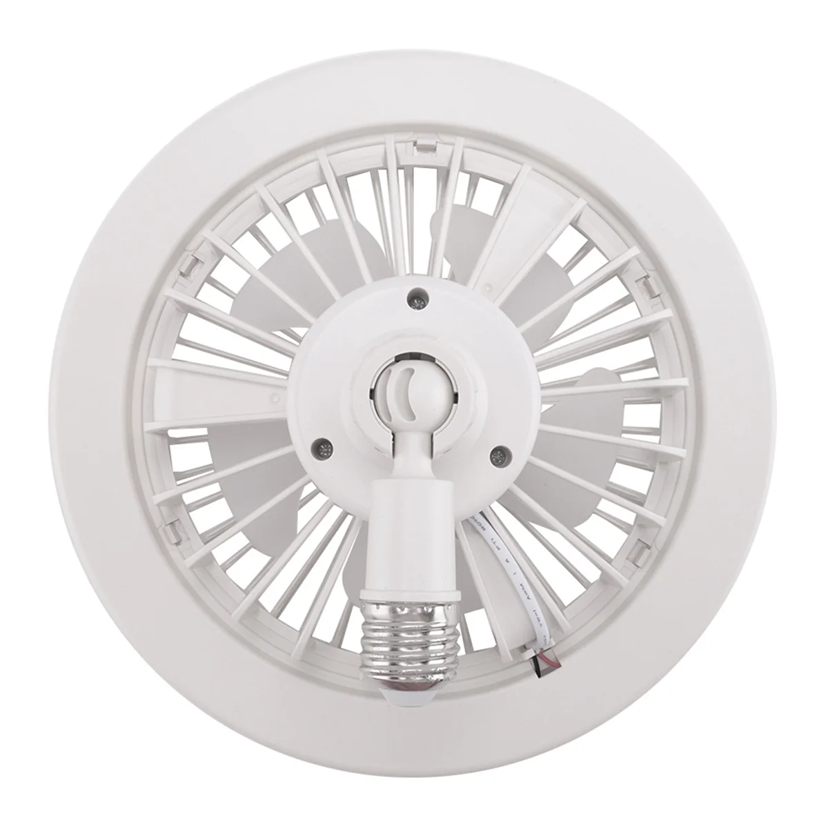 E27 Ceiling Fan with Lights,Enclosed Low Fan Light,Hidden Electric Fan Gimbal Lamp Holder(White)