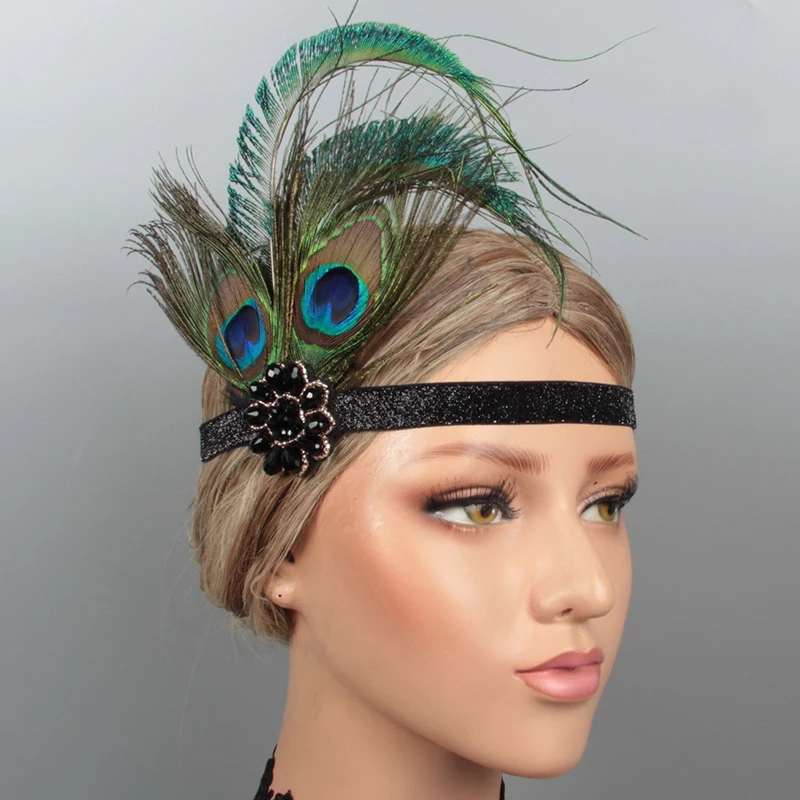 Elegant Hairband Headpiece Feather Peacock Headband Headdress Vintage Costume Party Hairband For Women Feather Headpiece