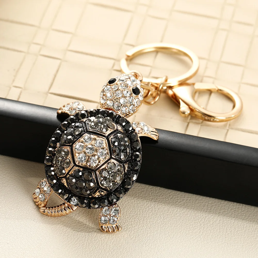New Turtle Keychain Women's Bag Pendant Souvenir Gift Car Key Ring Fashion Rhinestone Crystal Metal Keychain Bag Pendant Gift