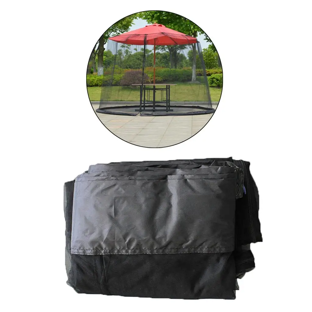 Garden Round Umbrella Netting Cover Polyester Table Screen Zipper Entrance Diameter for Umbrellas Terrace Tables Veranda Deck