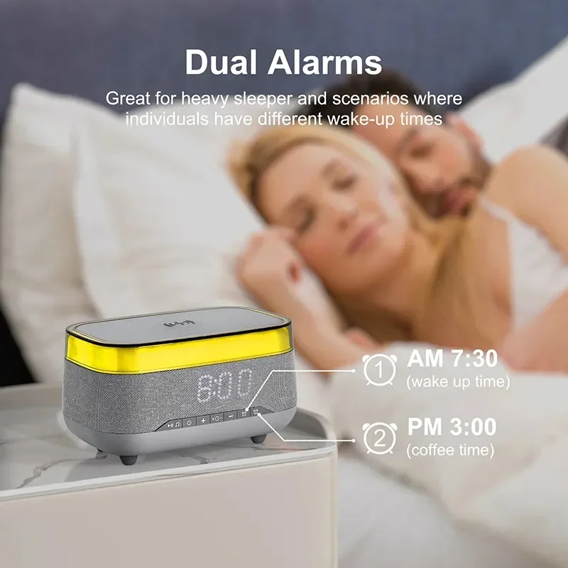 Speaker musik MP3 BT kreatif, kotak suara Speaker Bluetooth Caixa De Som dengan lampu warna-warni jam Alarm pengisi daya nirkabel