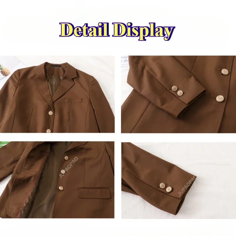 Retro Women's Single Piece Top Fashionable Women College Style Small Suit Brown Suitable for Women High Street Fashion Clothing