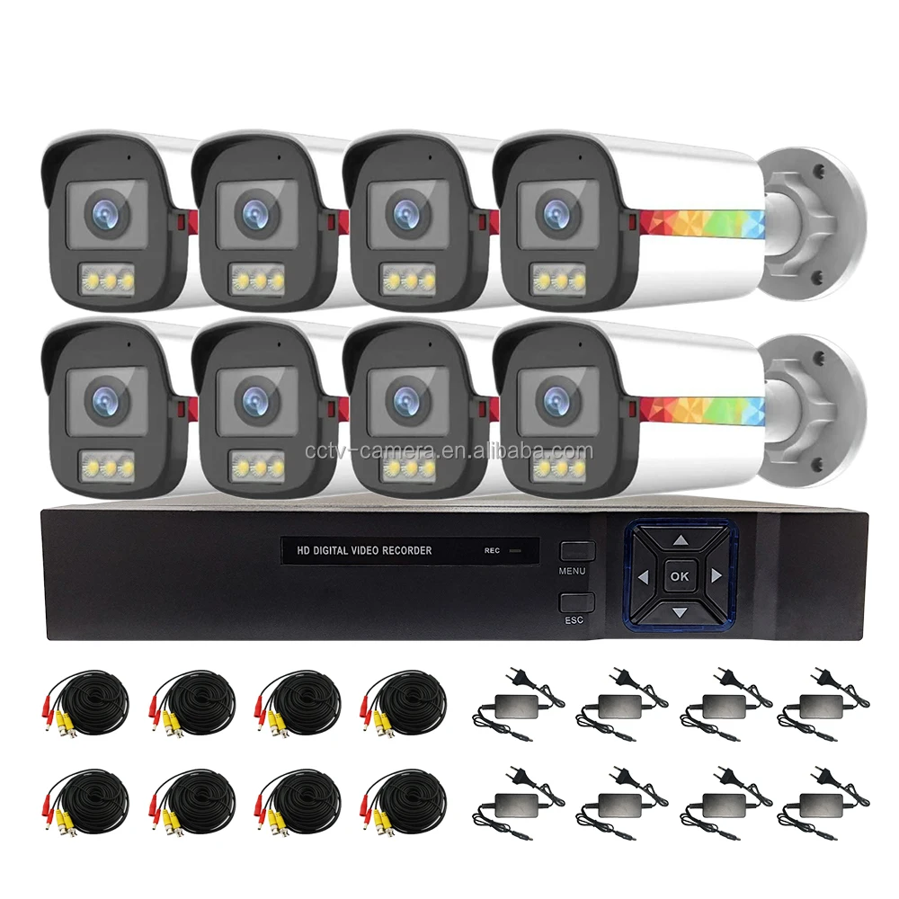 Factory Price Surveillance Waterproof Camera 1080p AHD CCTV DVR KIT 8CH With Network Cable And Power Supply Included