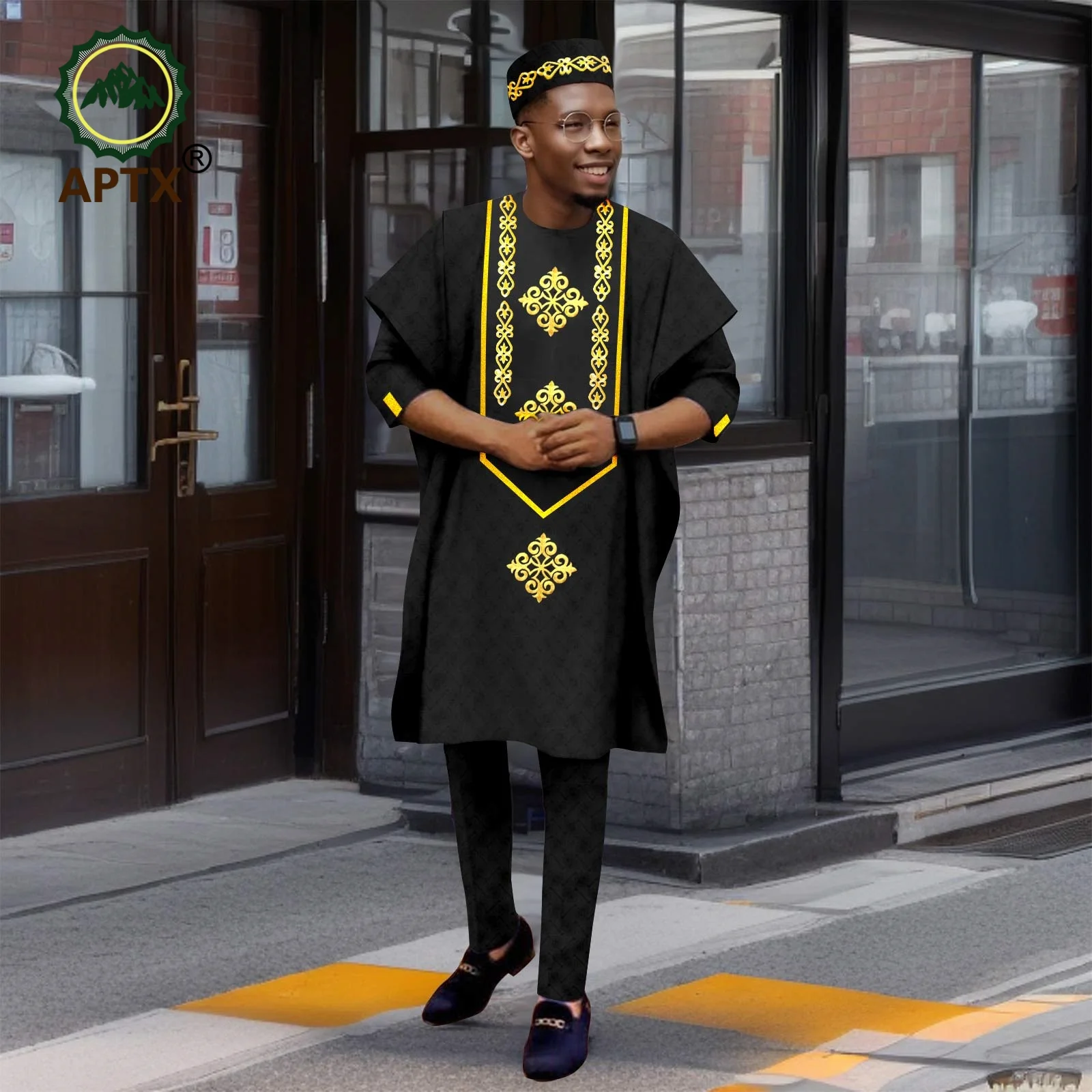 African Suit For Men Robe  Embroidery Agbada Clothes  Africain Homme Shirt Pants Set Long Sleeve Tops Traditional Robes 2516002