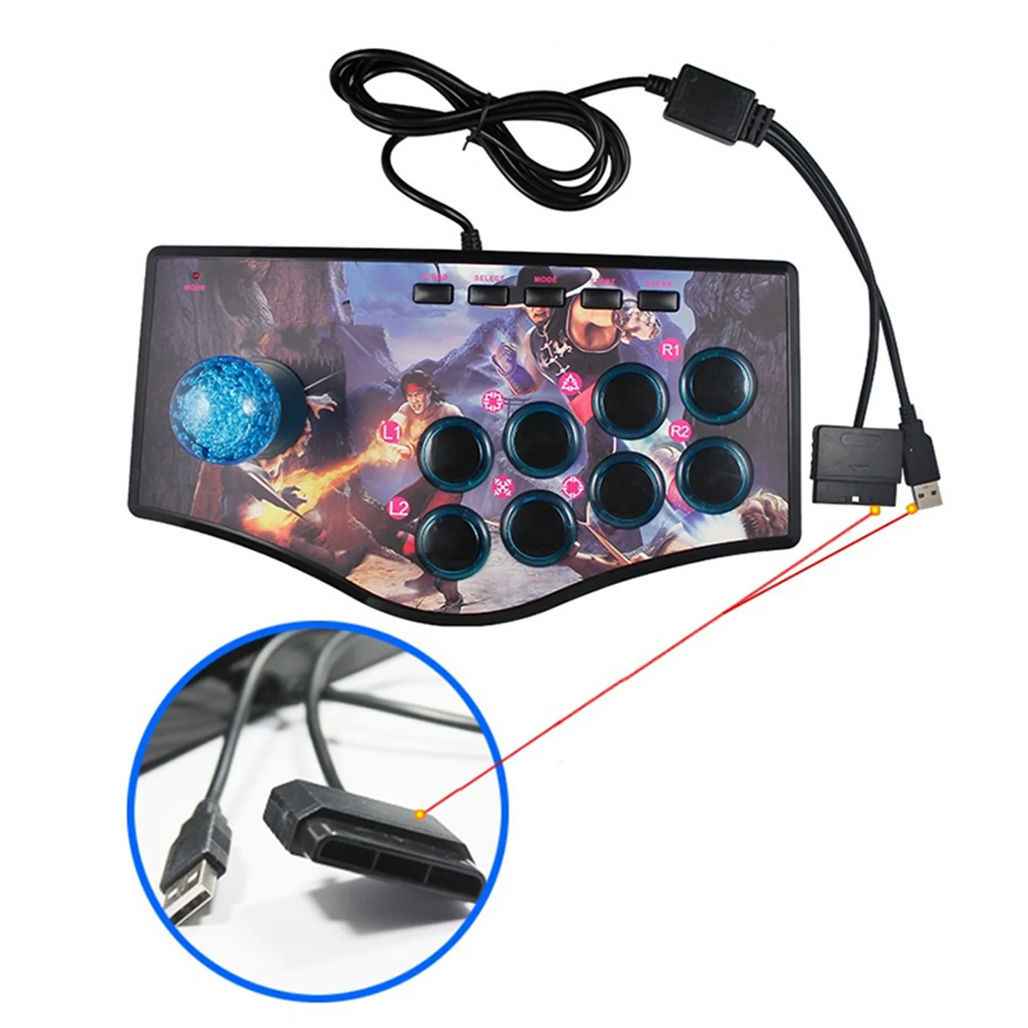 

A92Z 2Pcs Retro Arcade Game Rocker Controller USB Joystick For Ps2/Ps3/Pc/Android - No.A & No.B