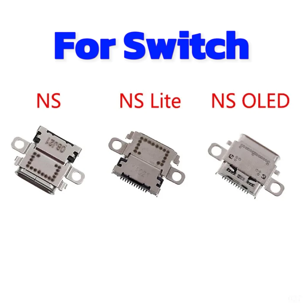 10 قطعة منفذ شحن USB أصلي لنينتندو سويتش/لايت/وحدة التحكم Oled موصل الطاقة Type-C مقبس شاحن جاك